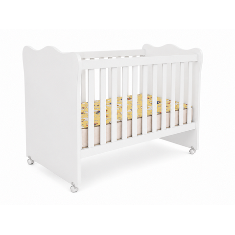 Berço Infantil com Kit Rodizio e Colchão 60x130 Branco Qmovi