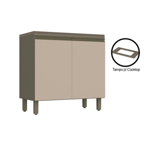 Módulo Cozinha Henn Connect Balcão c/ 2 Portas c/Tampo p/ Cooktop Duna/Cristal