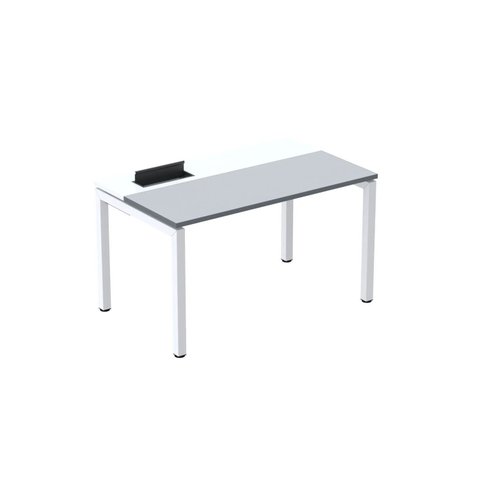 Escrivaninha Mesa Escritório Plataforma para 1 Pessoa com Caixa de Tomada Psc 120cm Industrial Grafito e Cinza