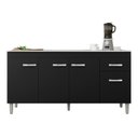 Ver imagem 1 de Balcão Multiuso P/ Cozinha Gabriela 150cm Preto S/tampo Ajl