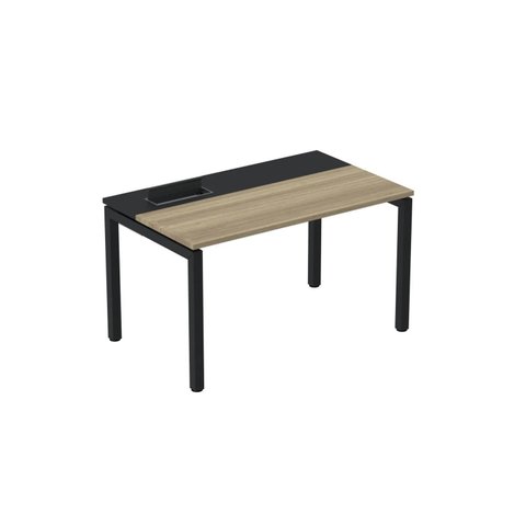 Escrivaninha Mesa Escritório Plataforma para 1 Pessoa com Caixa de Tomada Psc 130cm Industrial Noce Naturalle e Preto Cinza/Marromle