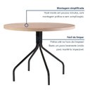 Ver imagem 5 de Mesa de Jantar Redonda Tampo Madeira Maciça 90cm com Base de Aço Casual Marrom/Preto/Pinus