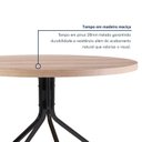 Ver mais imagens de Mesa de Jantar Redonda Tampo Madeira Maciça 90cm com Base de Aço Casual Marrom/Preto/Pinus