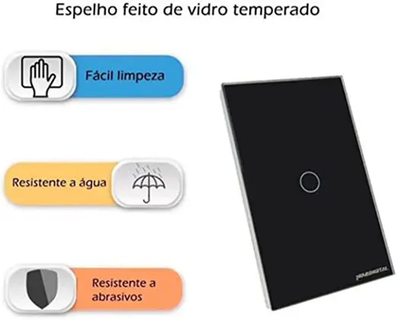 Interruptor Inteligente Wi-fi 1 Botão Touch Preto - 8