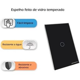 Interruptor Inteligente Wi-fi 1 Botão Touch Preto - 3