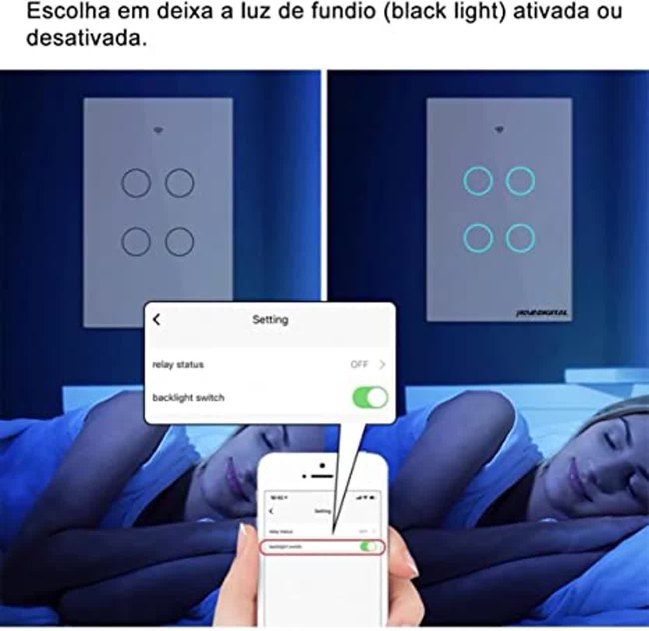 Interruptor Inteligente Wi-fi 1 Botão Touch Preto - 6