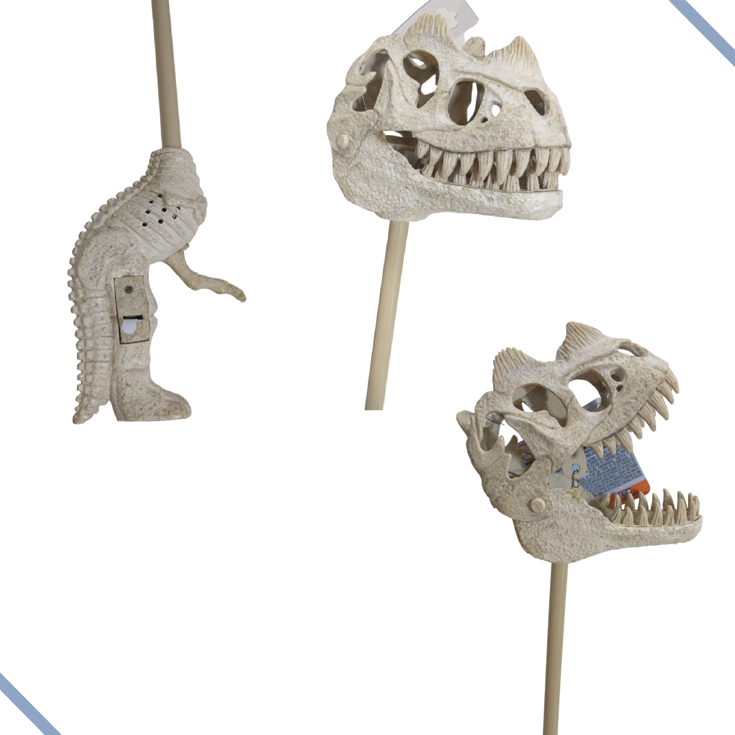 Varinha Dinossauro Brinquedo Com Som Apertar Morder Pegador:Branco - 2