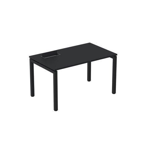 Escrivaninha Mesa Escritório Plataforma para 1 Pessoa com Caixa de Tomada Psc 150cm Industrial Preto Cinza