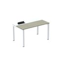 Ver imagem 1 de Escrivaninha Mesa Escritório Plataforma para 1 Pessoa com Caixa de Tomada Psc 150cm Industrial Nogueira Casablanca e Branco Cinza