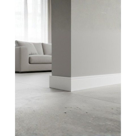 Rodapé Frisado 10cm Poliestireno Slim 10mm 2,40 Metro Linear Branco Graddus