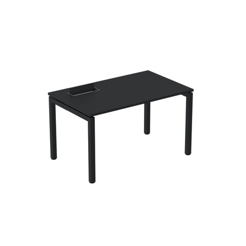 Escrivaninha Mesa Escritório Plataforma para 1 Pessoa com Caixa de Tomada Psc 160cm Industrial Preto Cinza