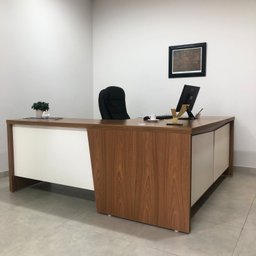Mesa para Escritório em L Chefia com 2 Portas 3 Gavetas em Tamburato Y37 - 16