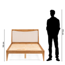 Ver imagem 4 de Conjunto Quarto Casal com Cama Casal com Cabeceira Estofada, 2 Mesas de Cabeceira e Cômoda 4 Gavetas com Pés de Madeira Maciça Bento Yescasa Bege/Cappuccino/Amêndoa