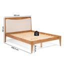 Ver imagem 3 de Conjunto Quarto Casal com Cama Casal com Cabeceira Estofada, 2 Mesas de Cabeceira e Cômoda 4 Gavetas com Pés de Madeira Maciça Bento Yescasa Bege/Cappuccino/Amêndoa