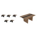 Ver imagem 2 de Mesa Reunião Escritório 14 Lugares com Caixa de Tomada, Tampo Engrossurado 50mm Marrom/Nogal/Preto Artany