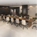 Ver imagem 1 de Mesa Reunião Escritório 14 Lugares com Caixa de Tomada, Tampo Engrossurado 50mm Marrom/Nogal/Preto Artany