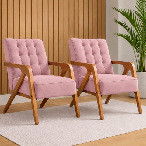 Kit Poltrona Atlanta Suede Rosa