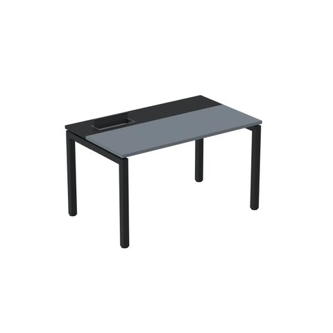 Escrivaninha Mesa Escritório Plataforma para 1 Pessoa com Caixa de Tomada Psc 140cm Industrial Grafito e Preto Cinza