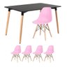 Mesa de Jantar Retangular Eames 80 X 120 Cm Preto + 4 Cadeiras Eiffel Dsw Rosa Claro - 1