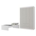Ver imagem 1 de Jogo de Quarto com Cama Solteiro e Guarda-Roupa 4 Portas 2 Gavetas Lira Multimóveis MP4836 Branco/