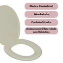 Ver imagem 3 de Assento Vaso Sanitário Tampa Oval Almofadado Bege | Astra