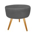 Ver imagem 3 de Kit 2 Poltronas Decorativa Bia + Puff Redondo Suede Cinza Pés Madeira Ms Decor