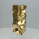 Ver imagem 2 de Vaso Decorativo Enfeite Casa Amassado Home&co Cerâmica 23x11x11cm Dourado