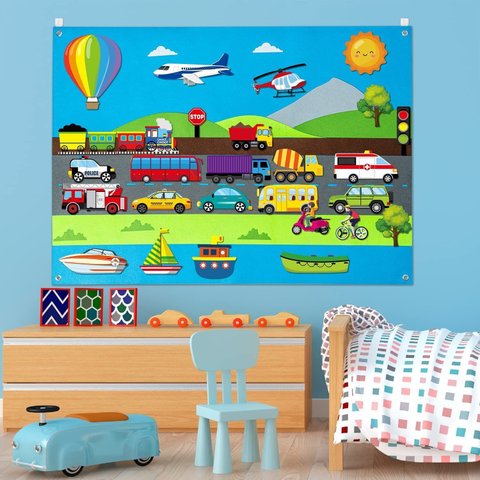 Mural Criativo Montessori Meios de Transporte Estímulo Educacional