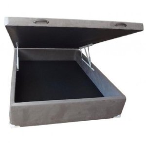 Cama Box Baú Casal Suede Cinza 138x188x39