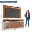 Ver imagem 4 de Rack com Painel Ripado para TV até 65 Polegadas MDF 180CMX174CM Esmeralda Marrom
