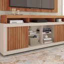 Ver imagem 7 de Rack com Painel Ripado para TV até 65 Polegadas MDF 180CMX174CM Esmeralda Marrom