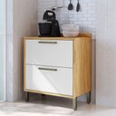 Ver imagem 1 de Balcão de Cozinha 80cm com 1 Porta Basculante 1 Gavetão e Tampo 100% MDF Vicenza Espresso Móveis Branco/Amêndoa