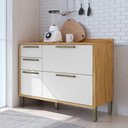 Ver imagem 1 de Balcão de Cozinha 120cm com 2 Portas Basculantes 3 Gavetas e Tampo 100% MDF Vicenza Espresso Móveis Branco/Amêndoa