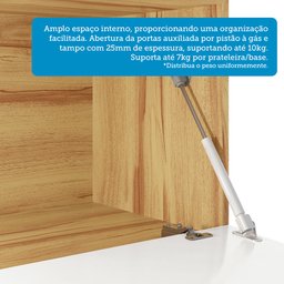 Balcão de Cozinha 120cm com 2 Portas Basculantes 3 Gavetas e Tampo 100% MDF Vicenza Espresso Móveis - 7