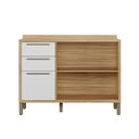 Ver imagem 5 de Balcão de Cozinha 120cm com 2 Portas Basculantes 3 Gavetas e Tampo 100% MDF Vicenza Espresso Móveis Branco/Amêndoa