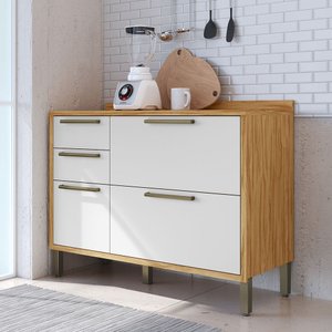 Balcão de Cozinha 120cm com 2 Portas Basculantes 3 Gavetas e Tampo 100% MDF Vicenza Espresso Móveis