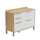 Ver imagem 3 de Balcão de Cozinha 120cm com 2 Portas Basculantes 3 Gavetas e Tampo 100% MDF Vicenza Espresso Móveis Branco/Amêndoa