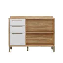 Balcão de Cozinha 120cm com 2 Portas Basculantes 3 Gavetas e Tampo 100% MDF Vicenza Espresso Móveis - 4
