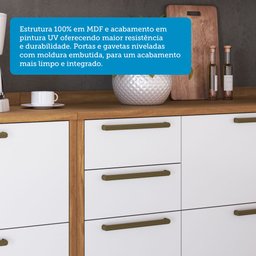 Balcão de Cozinha 120cm com 2 Portas Basculantes 3 Gavetas e Tampo 100% MDF Vicenza Espresso Móveis - 6