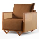 Ver imagem 2 de Poltrona para Sala de Estar Madeira Maciça Palha Rattan Arthur Marrom Caramelo