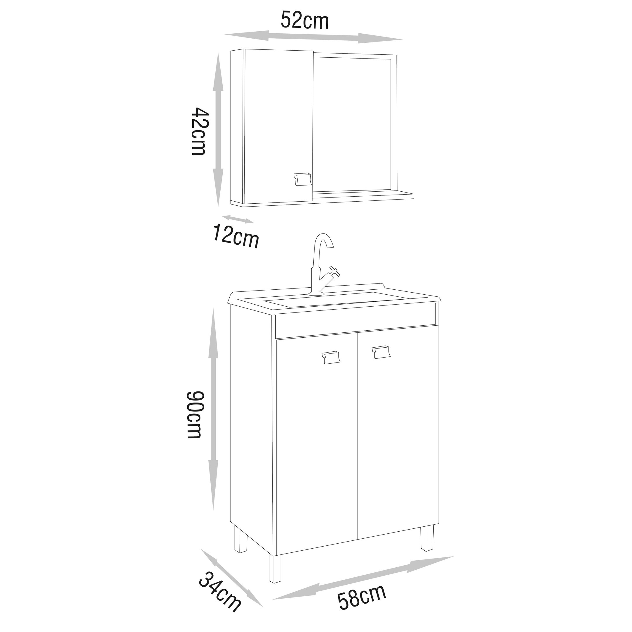 Conjunto para Banheiro Kit Econômico com Pés - Fabribam Gabinetes - 2