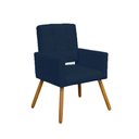 Ver imagem 1 de Poltrona Cadeira Decorativa c/ Costas Vazadas Camila Pés Palito Suede Azul Marinho - LM DECOR