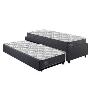 Bicama Box Solteirão 96x203cm Linho com Dois Colchões Adapto Molas Ensacadas Ecoflex B&G