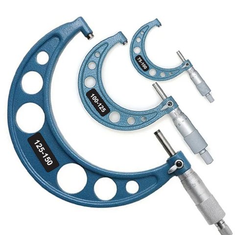 Jogo de Micrômetros Externos 75 a 150mm - Kit com 3 Peças