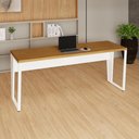 Ver mais imagens de Mesa Escrivaninha 1,80 m X 0,60 m Escritório Corporativo Pés Metal 100% MDF F5 Office Cor:Freijó