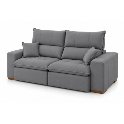 Sofá Thor Retrátil e Reclinável com Molas Ensacadas e Pillow Top de 18cm:Veludo Cinza/2,10