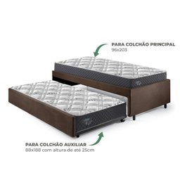 Bicama Box Solteirão 96x203 Cm Suede com Dois Colchões Adapto Molas Ensacadas Ecoflex - 4