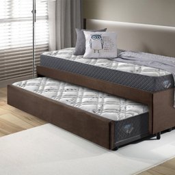 Bicama Box Solteirão 96x203 Cm Suede com Dois Colchões Adapto Molas Ensacadas Ecoflex - 2