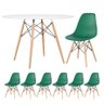 KIT - Mesa redonda Eames 120 cm branco + 6 cadeiras Eiffel DSW Verde escuro - 1