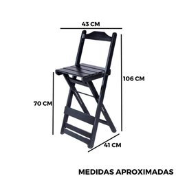Banqueta Bistrô Dobrável de Madeira Bancada Bar Preto - 7